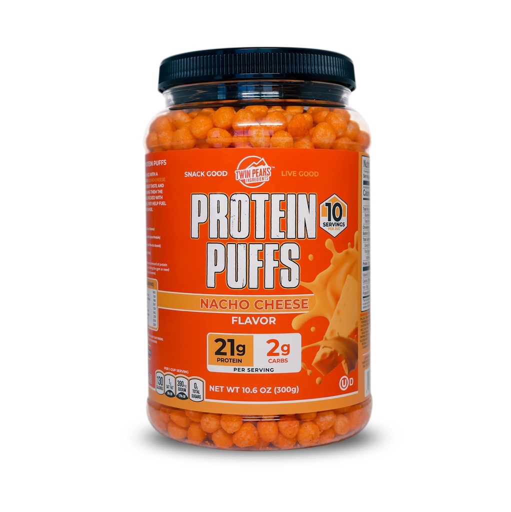 Twin Peaks Protein Puffs - (Nacho Cheese), Keto Friendly, Low Carb Snack (300g, 21g Proteïne, 2g Net Carbs, High Protein, Healthy Crunchy Snack)