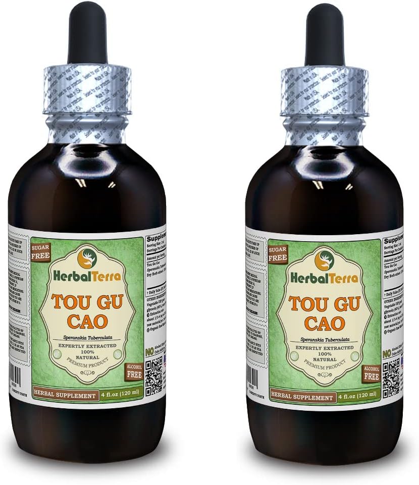 TOU Gu Cao, Speranskia (Speranskia Tuberculata) Glycérite, extrait liquide sans alcool à base de plantes séchées (marque: HerbalTerra, fièrement fabriqué aux États-Unis) 2x4 fl.oz (2x120 ml)
