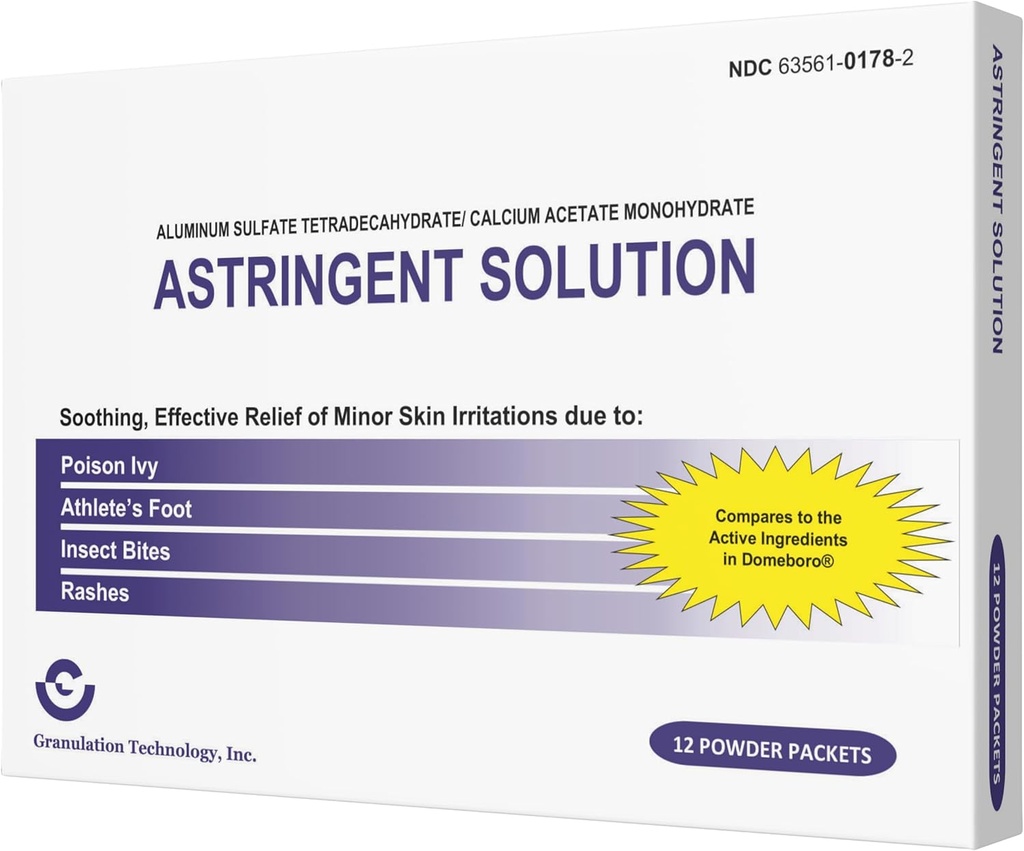 Generic Astringent Solution Mediciated Soak Rash Relief - Soothing Skin Care - 12 Count (pack of 1), White and Purple