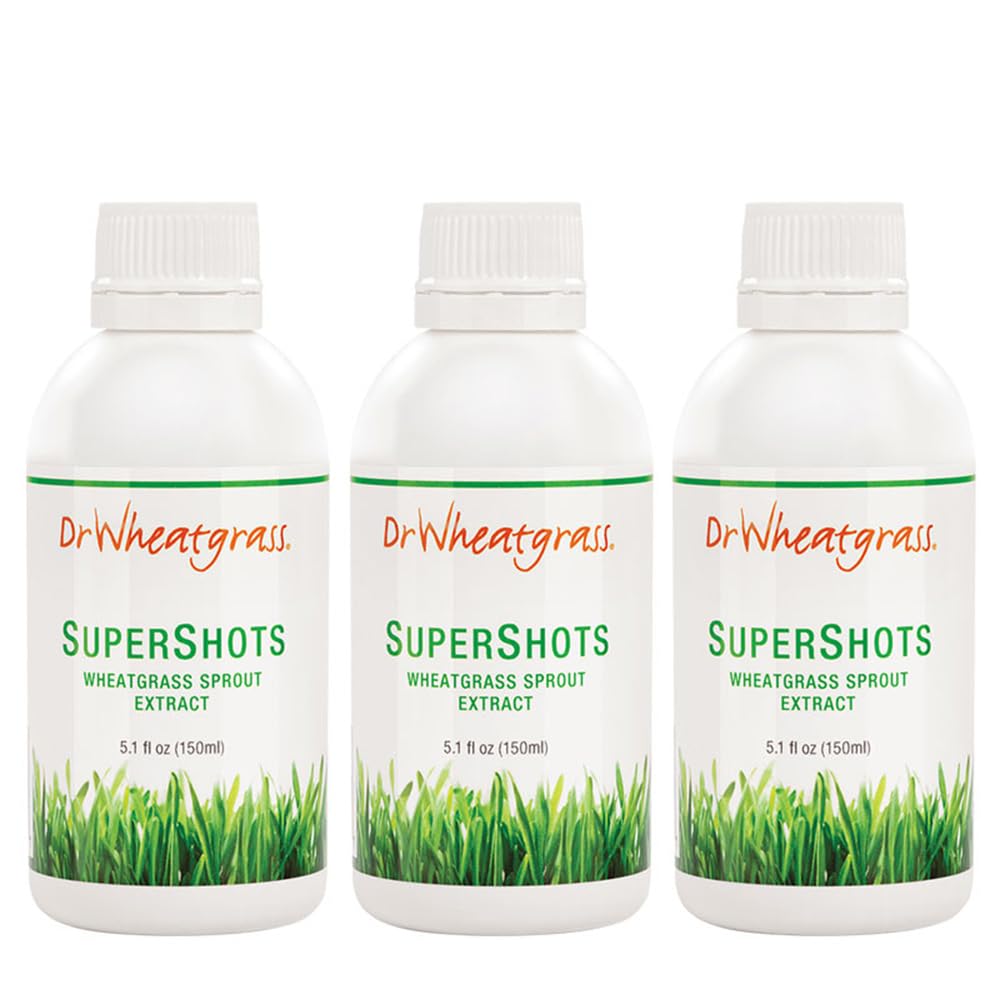 Wheatgrass (Pack of 3) Supershots(30 Day Supply) - Tarwegrasextract in een fles, sterker dan vers tarwegrassap en poeder