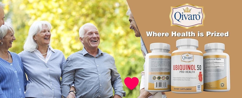 QIH23: Ubiquinol 50 Pro Health COQ10 (60 capsules) - Supplément Ubiquinol avec forme active de Coenzyme Q10 - puissant antioxydant pour la production d'énergie cellulaire, santé et bien-être
