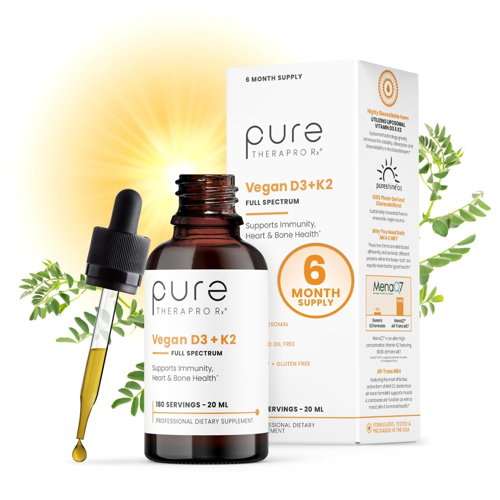Pure Therapro Rx Vegan D3 + K2 Biologische 100% liposomale 20ml Made in USA 