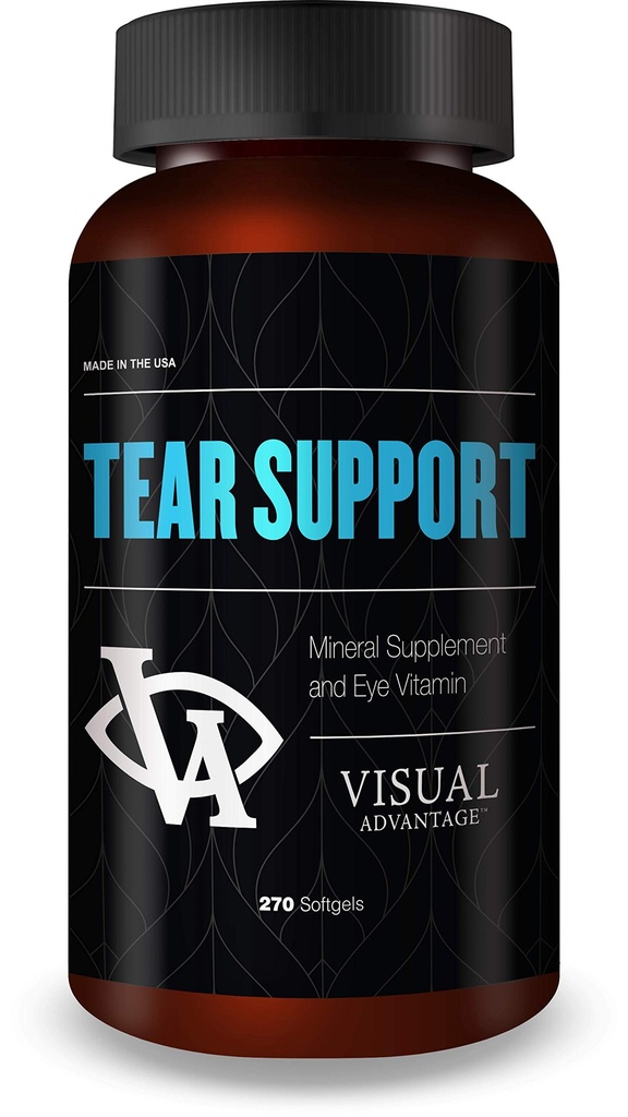Tear Support Oogvitaminen voor droge ogen - 3-maand levering, 270 Softgels - Ondersteunt Oog Vocht & Smeermiddel, Omega-3, Glutenvrije, Non-GMO