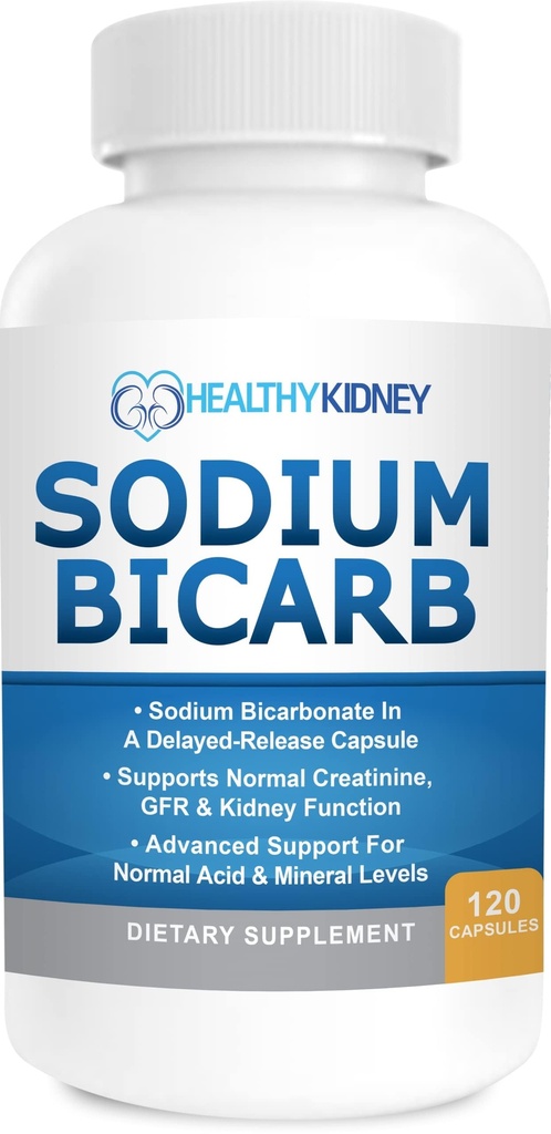 Bicarbonate de sodium 650mg Capsules de libération différée pour soutenir la fonction rénale normale et supplément de santé rénale. Bicarbonate de sodium conçu pour le soutien du rein, le soulagement acide, l'alcalinité 120 pilules