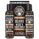 Viking Revolution Baard Wash en Baard Conditioner voor mannen met Argan Oil en Jojoba Oil- Baard Softener en Versterker Baard Care Baard Shampoo en Conditioner met Ginseng Root(5oz, Koffie Whiskey)