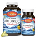 Carlson - Elite Omega-3 Gems,1600 mg Omega-3 vetzuren Inclusief EPA en DHA,Norwegian, Wild-Caught visolie Supplement,Duurzaam Bron Capsules, Citroen, 90+30 Softgels