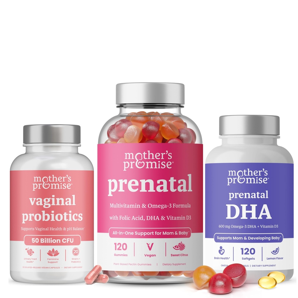 Moederbelofte Vaginale Probiotica + Prenatale DHA & Prenatale Vitamine Gummies Bundle