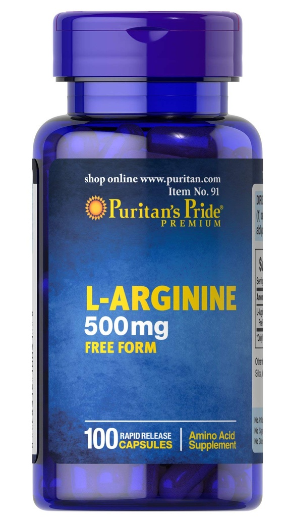 Puritan's Pride L-Arginine 500 mg, Heart Health Support, 100 Tellen