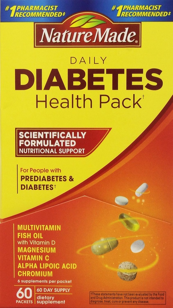 Trousse de santé pour le diabète faite de la nature, 60 paquets