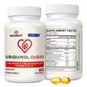 Besibest Ubichinol CoQ10-600mg-Softgel, Active Coq10 Ubichinol Supplement met Vitamine E & Omega 3, 6, 9, Hoge Absorptie-Co-enzym-Q10, Krachtige Antioxidant voor Energieproductie, Getest, 60 Tel.