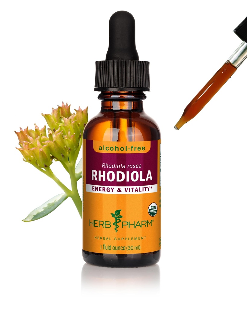 Herb Pharm Certified Biologische Rhodiola Root Extract voor energie, duurzaamheid en uithoudingsvermogen, Alcoholvrije Glycerite, 1 Ounce