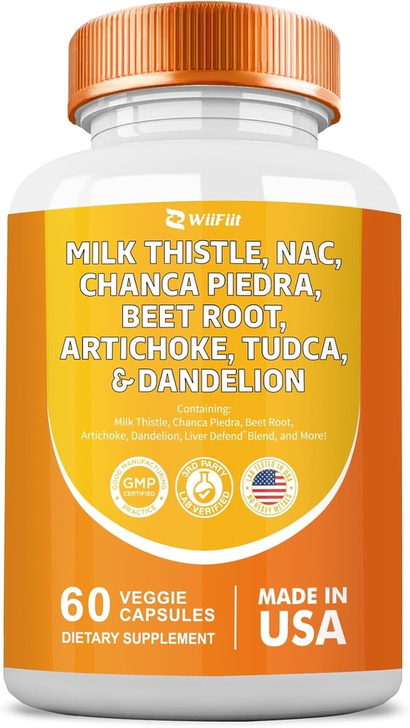 Milk Thistle 3000mg NAC Chanca Piedra 2000mg Beet Root 2000mg Artichoke 2000mg Tudca Dandelion Root 1000mg with Zink Yarrow Turmeric Repair Supplement Plus Chicory,Mineral Supplements 60 Tellen