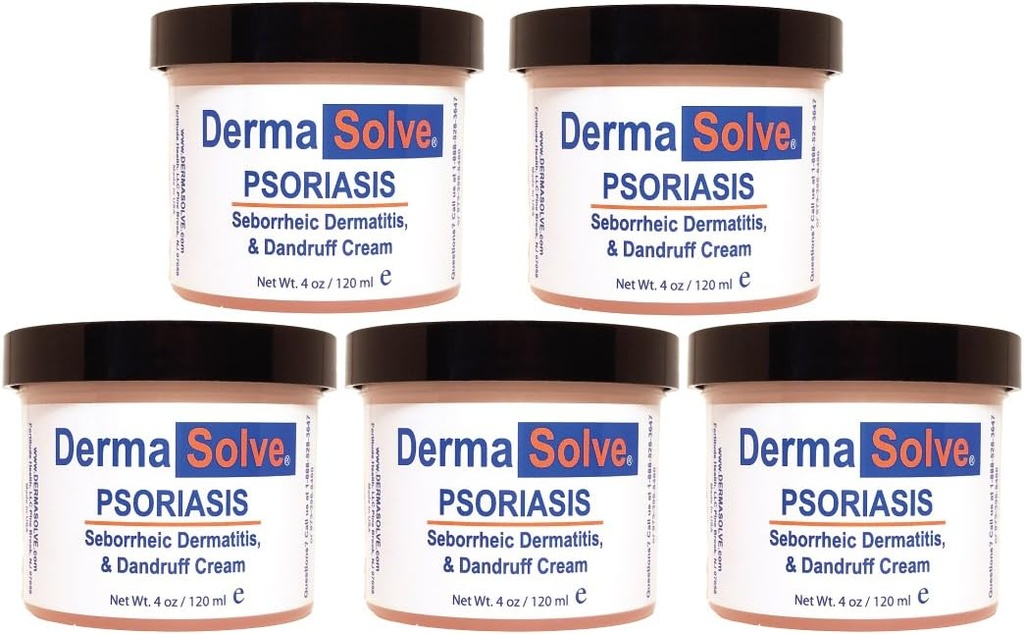 Dermasolve Psoriasis, Seborrheic Dermatitis en Dandruff Cream Geformuleerd om jeukende huid te behandelen en toekomstige flares te voorkomen om verzachtende vochtinbrengende verlichting te bieden. (4.0 oz.) 5-pack