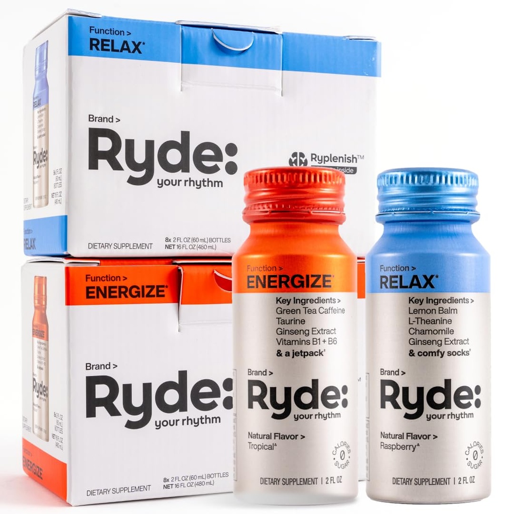 RYDE Shots Energize + Relax.