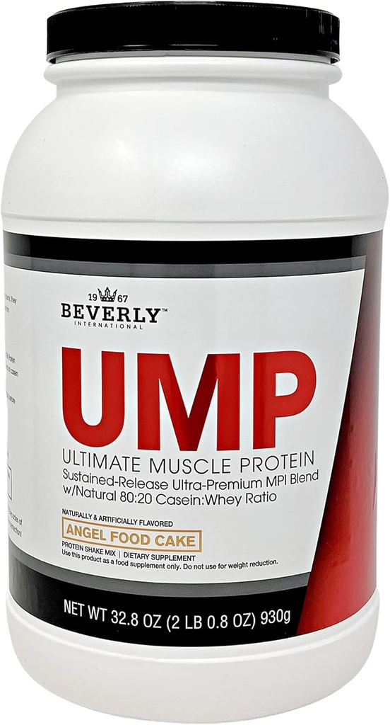 Beverly International UMP Protein Powder, Angel Food Cake. Unieke Whey-Casein Ratio bouwt Lean Muscle. Makkelijk te Digest. Geen Bloat. (32,8 oz) 2lb .8 oz
