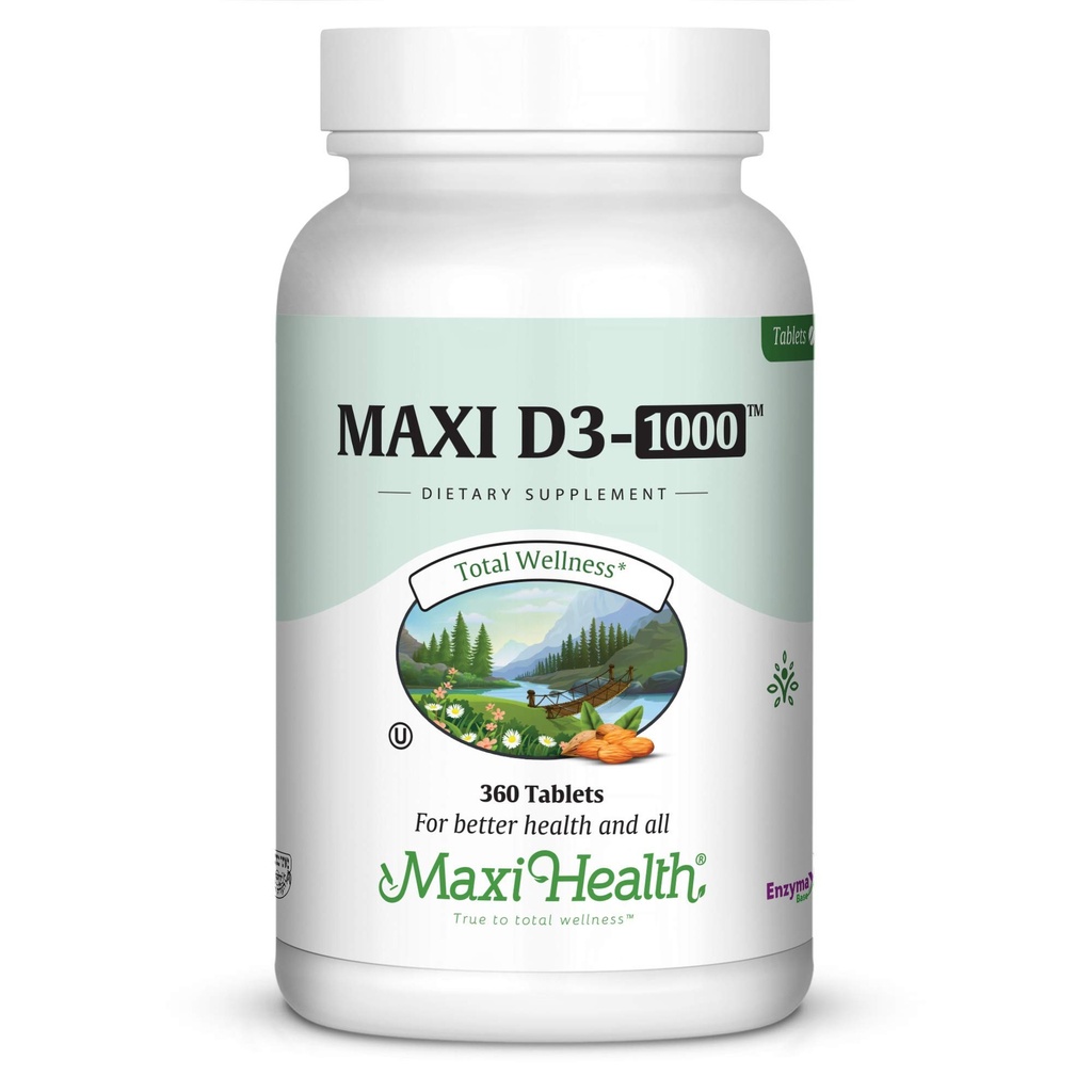Maxi-Health Vitamine D3 1000 IE - voor een gezonde spierfunctie, botgezondheids- en immuunondersteuning 