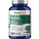 NusaPure Mullein Leaf Capsules 10:1 Extract, 500 mg equivalent aan 5.000 mg per Veggie Caps - 150 Telling - Verbascum Thapsus (Non-GMO, Veganistisch) Dieetsupplement
