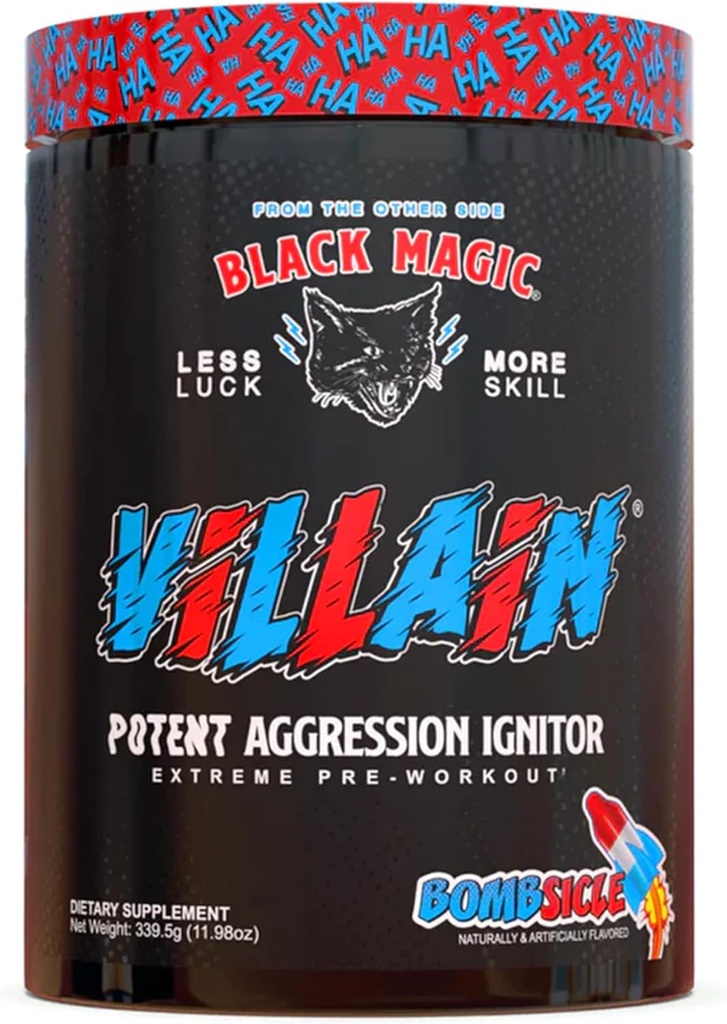 Black Magic Supply Villain High-Stim Nootropic Pre-Workout - Beta-Alanine, L-Tyrosine, & Cafeïne - Pump & Focus - 25 Servers (Bombsicle)
