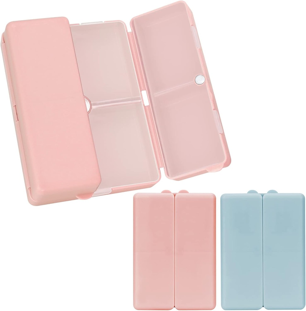 FYY Daily Pill Organizer,2 Stuks 7 Compartments Portable Pill Case Travel Pill Organizer,[Folding Design] Pill Box voor portemonnee Pocket om vitamines te houden, Cod Leverolie, Complementen en Medicatie-Pink+ Marine