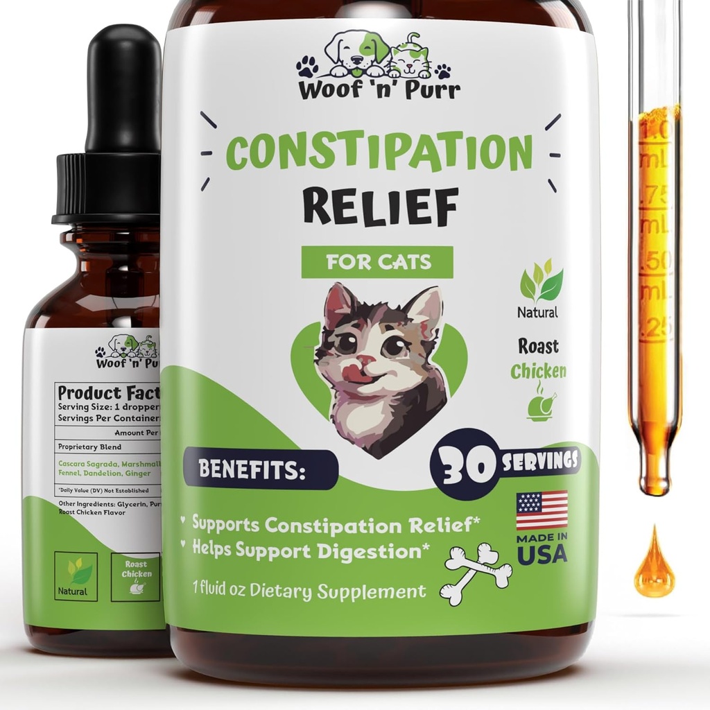 Relief de constipation des chats - Peut aider à réduire la constipation et les bowels bloqués, améliorer le mouvement des bowels, et beaucoup plus - Relief de constipation pour les chats - Laxative des chats - 1 fl oz - Arôme de poulet (2)