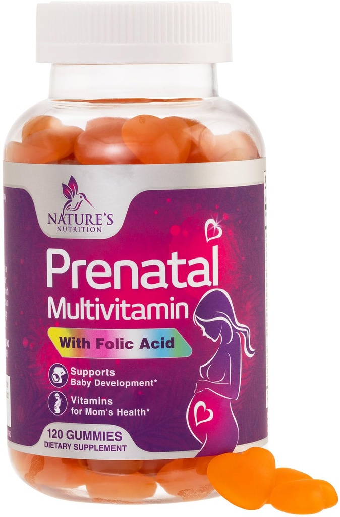 Prenatale vitamines voor vrouwen 1335mcg - Zwangerschap Vitaminen Gummies met foliumzuur, vitamine A, C, D3, B12, B6 - Prenatale multivitamine Gummie voor foetale ondersteuning, zwangere en verpleegsters vrouwen - 120 Gummies