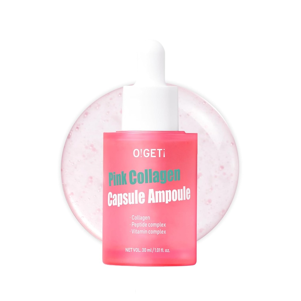Pink Collageen Ampoule, Triple Serum Capsules for Firmness met 300DA Ultra-Low Molecular Collageen, Hypoallergeen, 1.0 fl.oz