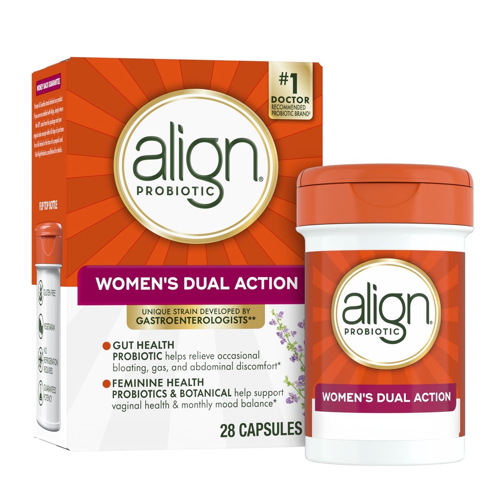 Uitlijnen Probiotica, Womens Dual Action, Vaginale Probiotica voor Vrouwen, Vrouwen Probiotica voor Vaginale Gezondheidsondersteuning, met Probiotica voor Digestieve Gezondheid, 28 Probiotische Capsules