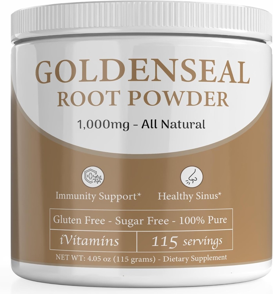 Golden Seal Powder - Golden Seal Powder for Sinus - Goldenseal - Echinacea Goldenseal - Goldenseal Root - Golden Seal - Goldenseal Root Powder Organic - 1.000mg per Serving - 115 Servings