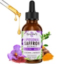 Saffraansupplementen - 88,5 mg Saffron Extract Betere biologische beschikbaarheid Liposomale druppels voor Mood, Energie, Vision & Focus met Ashwagandha, Kurkuma, Magnesium, Zink, Vitamine B12 & D3, 60 ml, 30 porties