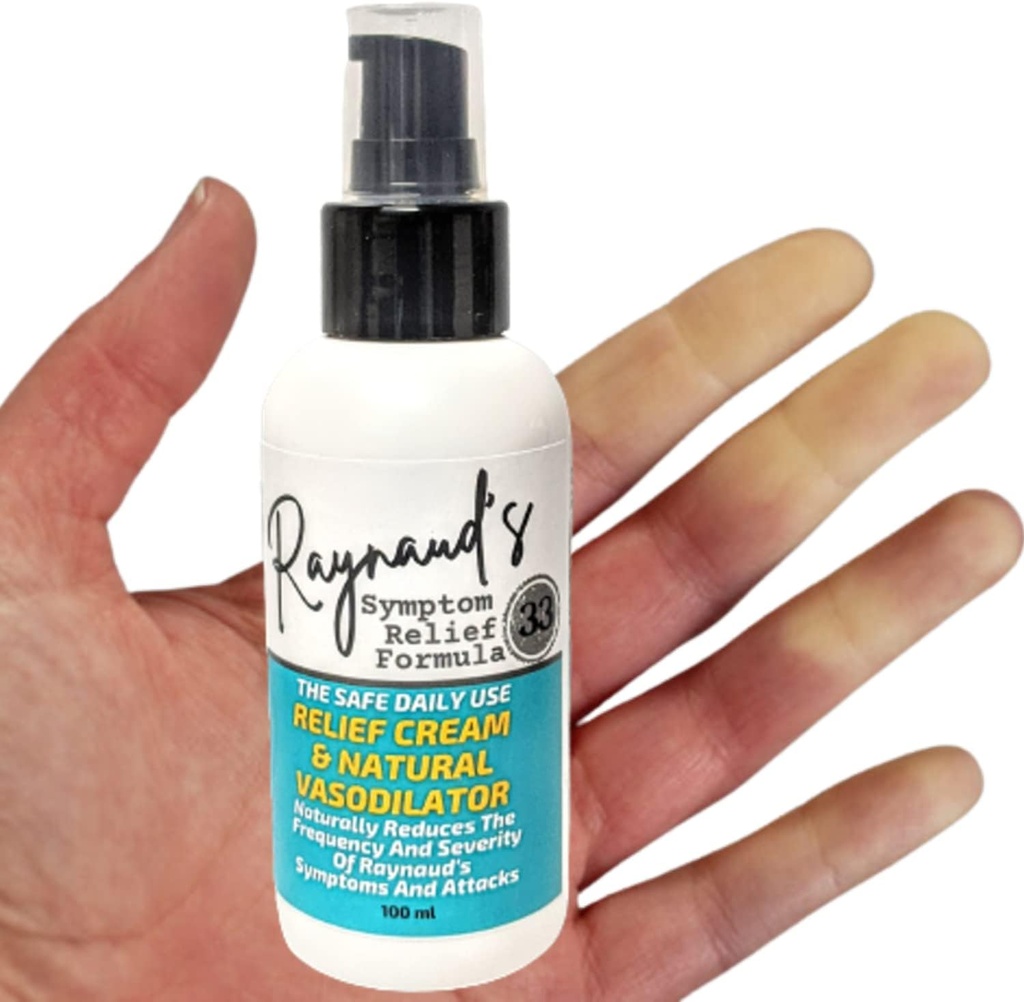 Raynaud's Symptom Relief Topic Treatment Cream Se débarrasser des doigts et des orteils de blanc froid douloureux. La formule vasodilatatrice naturelle améliore la circulation et réchauffe les mains et les pieds.