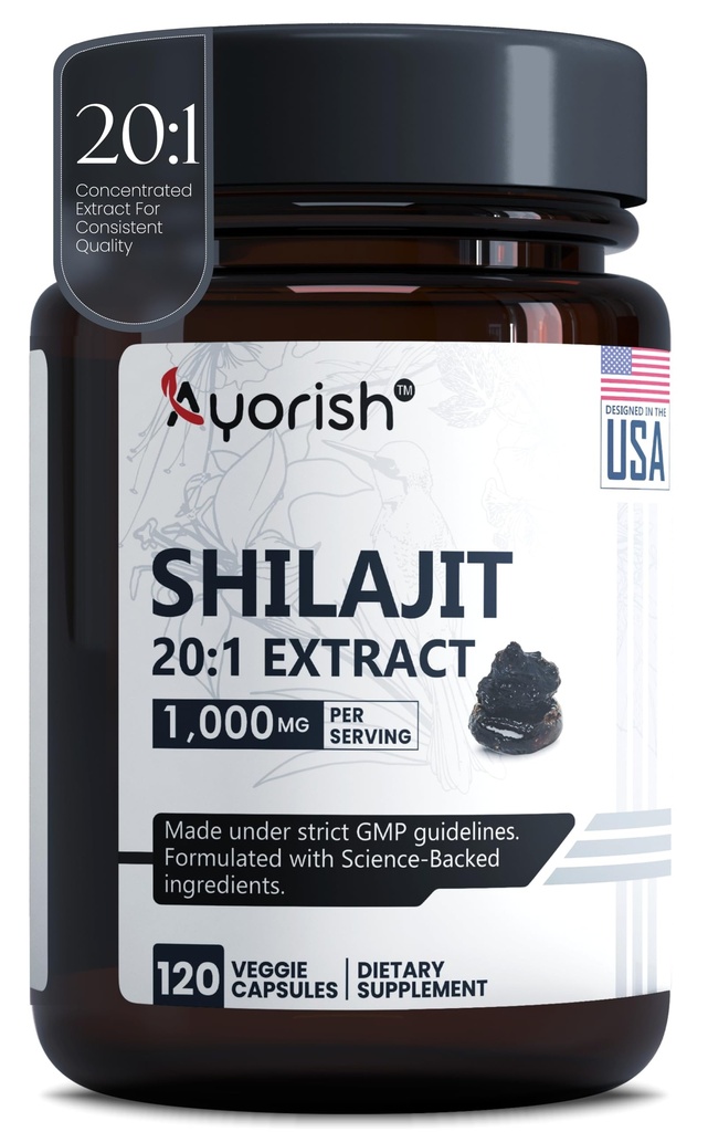 Pure Shilajit Capsules 1000mg 120 Tel met Fulvinezuur & 85+ Trace Minerals voor Enhanced Energy and Immune Support Mannen & Women Better Than Shilajit Resin