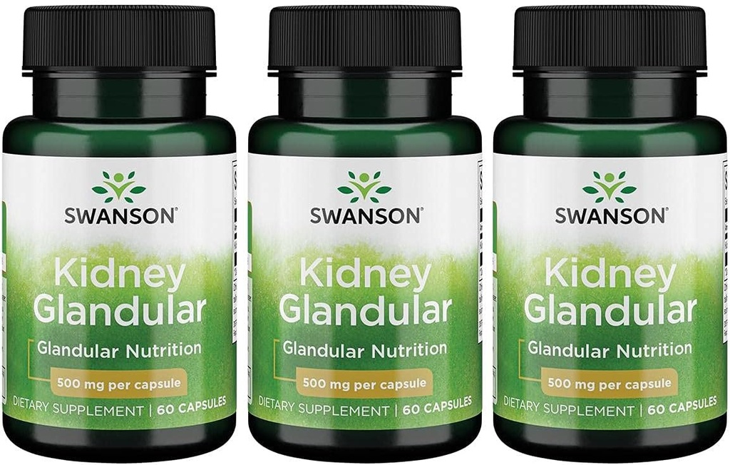 Swanson Nier Glandular 500 mg 60 Caps 3 Pack