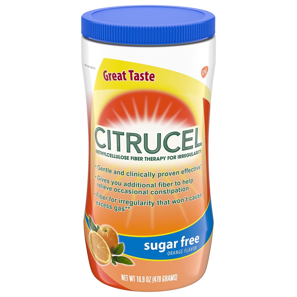 Citrucel Sugar Free Orange Flavor Methylcellulose Fiber Therapy Powder for Regularity, 16,9 ounce (Pack of 3)
