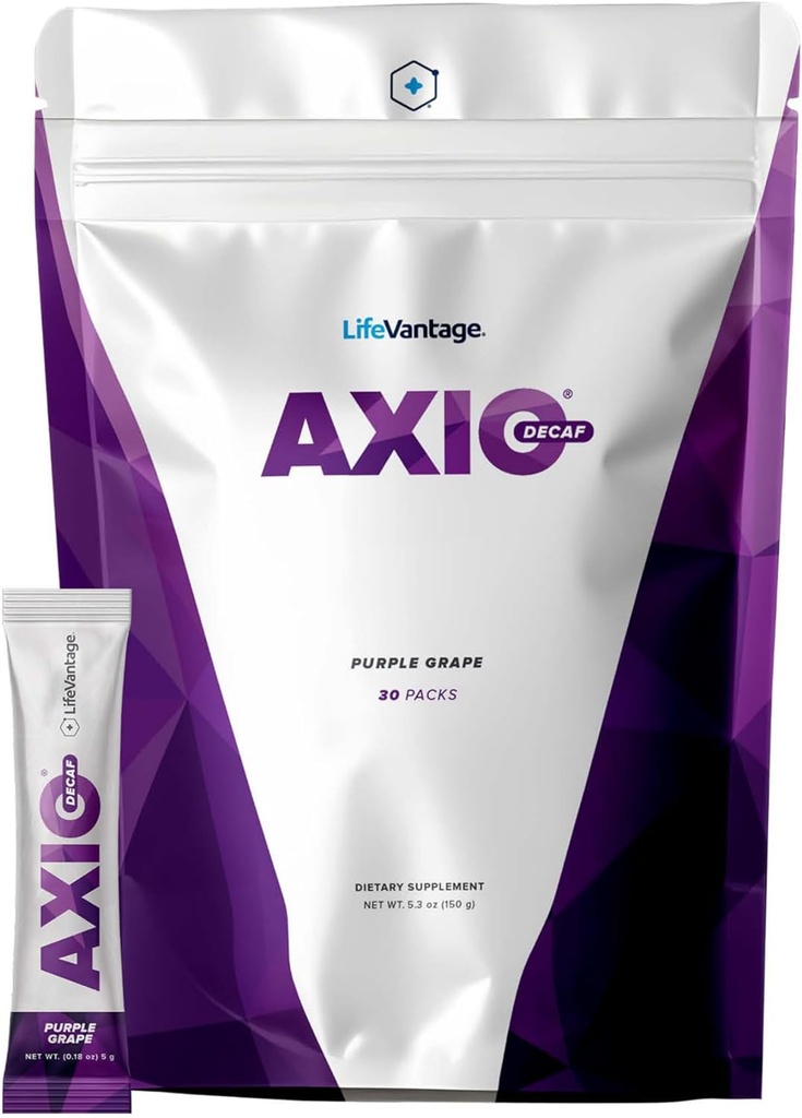 LifeVantage AXIO Regular Energy Drink Powder, Nootropic Supplement, Focus & Mood Support, met L-theanine, Green Tea, B Vitaminen, DMAE, Quercetin & Pine Bark, Purple Grape, 30 Packets