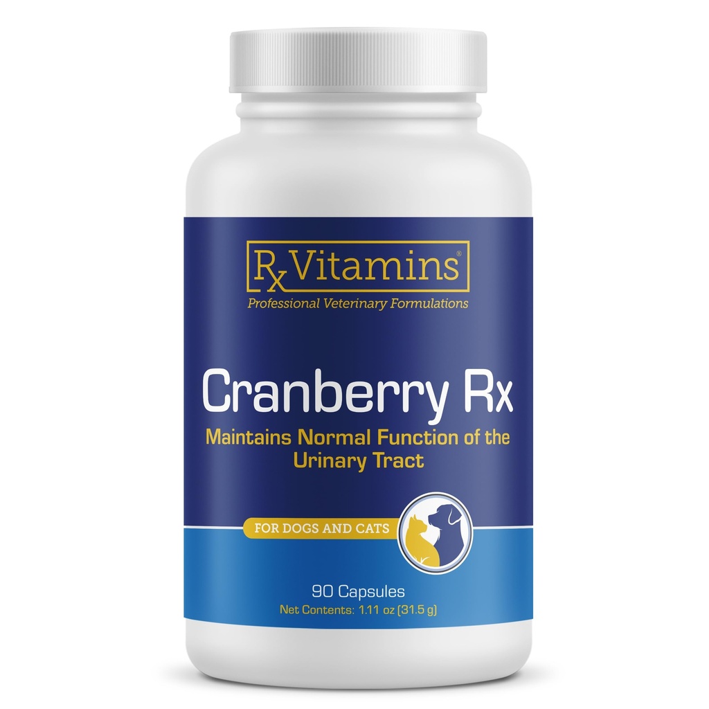 RX Vitaminen Cranberry Capsules - Cranberry Supplement voor honden en katten - Ondersteuning voor urinetrek gezondheid en blaas gezondheid - Cat UTI Remedy en hond UTI preventie - Boost Immuun Ondersteuning - 90 telling