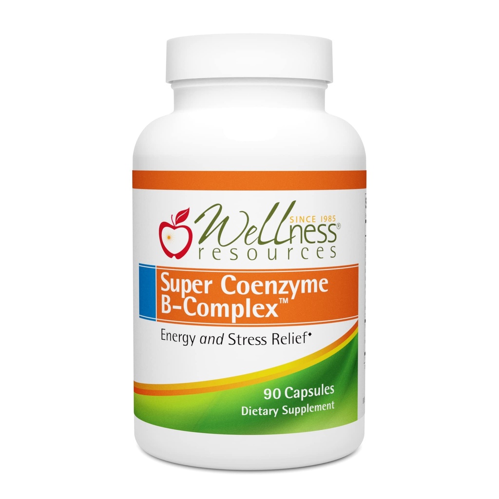 Ressources Bien-être Complexe Super Coenzyme B - 90 Capsules - Vitamine B12, Complexe Vitamine B pour la croissance des cheveux, support adrénal et soulagement du stress - Méthylé B12, Folate, Biotine, Riboflavine, Thiamine