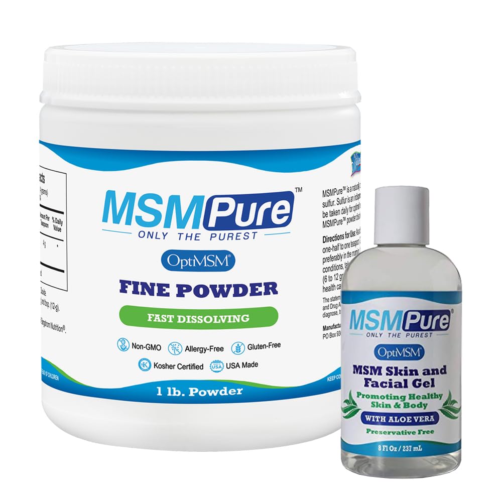KALA GEZONDHEID MSMPure MSM Fijn poeder 1lb en MSM Gel met biologische Aloë 8oz bundel