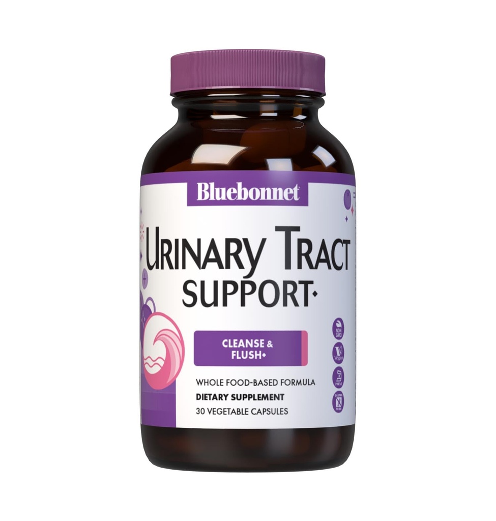 Bluebonnet Voeding Urinaire Tract Ondersteuning, Reiniging & Flush*, Sojavrij, Glutenvrij, Kosher-gecertificeerd, Niet-GMO, Zuivelvrij, Veganistisch, 30 plantaardige Capsules, 15 porties