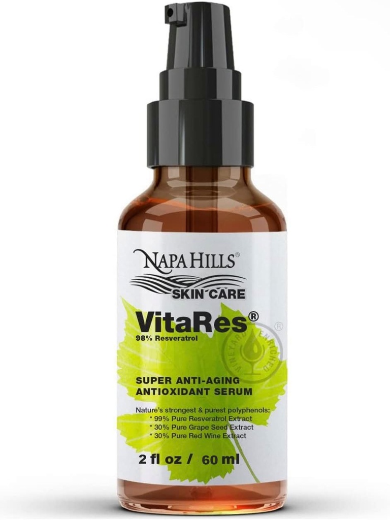 Liquid VitaRes Resveratrol Drops Skincare - Superconcentrated, Natural, Superior Bio availability - Grape Skin, Grape Seed, Resveratrol (2 Fl Oz, 98% Sterkte)