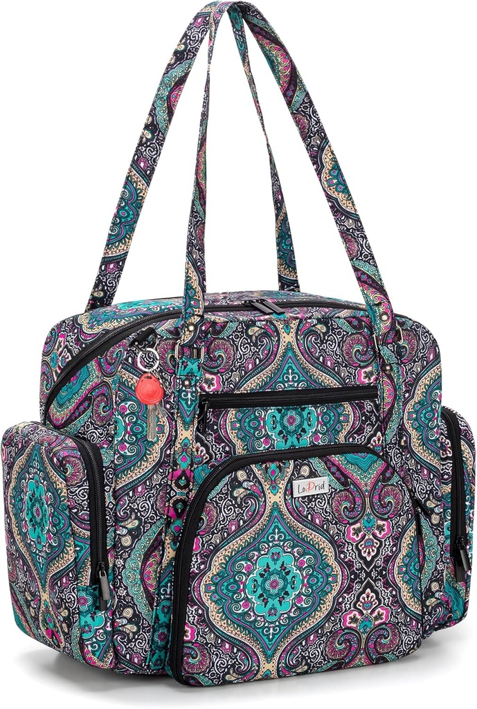 LoDrid Teacher Tote Bag avec le fond rembourré, l'utilitaire de l'enseignant sac pour le travail, les grandes femmes travail sac de pied avec fermeture zip-top
