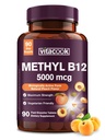 Vitamine B12 Sublingual, Methylcobalamine 5000mcg voor energieproductie, energie, zenuw- en celondersteuning, natuurlijke perziksmaak, veganistisch, zero sugar, 90 snel oplossende tabletten