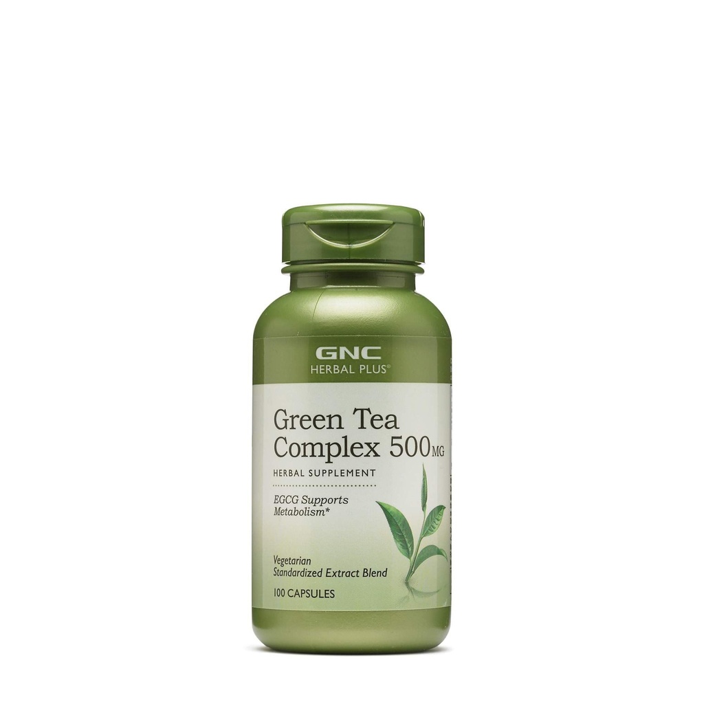 GNC Herbal Plus Green Tea Complex 500mg Supplement, Vegetarian, Supports Metabolism, 100 Servings