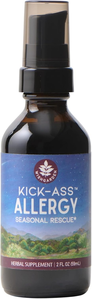 WishGarden Kruiden Kick-Ass Allergie - Plant-Based Niet-Drowsy Kruiden Allergie Supplement met Nettle Leaf, Echinacea, & Yerba Santa, Ondersteunt gezonde Histamine Response to Seasonal Irritants, 2oz