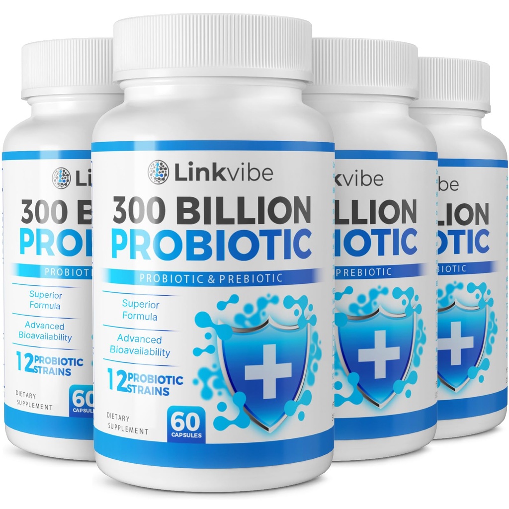 Probiotique 300 milliards CFU - 12 souches avec des prébiotiques organiques pour la santé digestive et gustative, immunitaire, blottissante - Probiotiques pour les femmes et les hommes - Sans lait quotidien, stable - 240 comtes