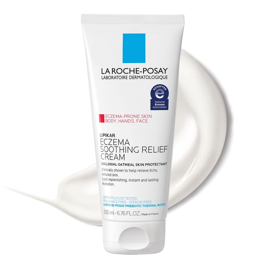 La Roche-Posay Lipikar Verzachtende Relief Eczema Cream, Gezicht en Body Lotion Voor Eczema en Gevoelige, Droge Huid, Moisturizer met Colloïdaal havermout om Irritatie te verlichten
