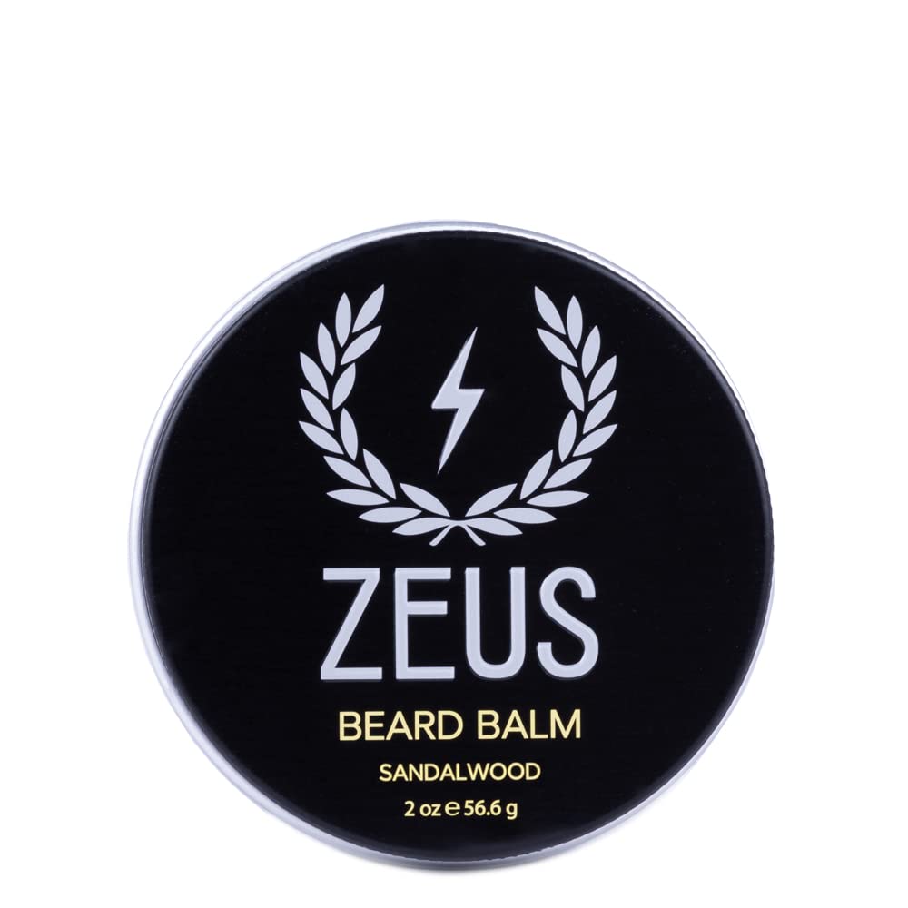 ZEUS Beard Balm, Natural Beeswax & Shea Butter Balm, Softening Conditioner voor Gezichtshaar MADE IN USA (Sandalwood) 2 oz.