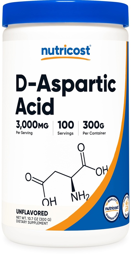 Nutricost D-Aspartic Acid (DAA) Poeder 300G - Puur D-Aspartic Acid