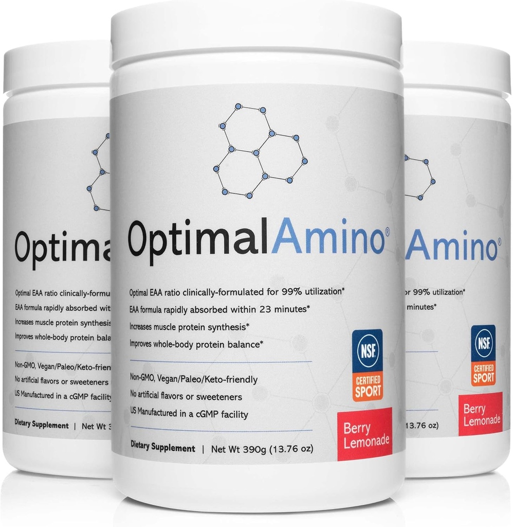 OptimalAmino® Elite Bundle (3 maanden) Best Pre/Post Workout Recovery Drink, 99% Gebruik Essentiële Aminozuur Supplement, NSF gecertificeerd voor Sport® Certified