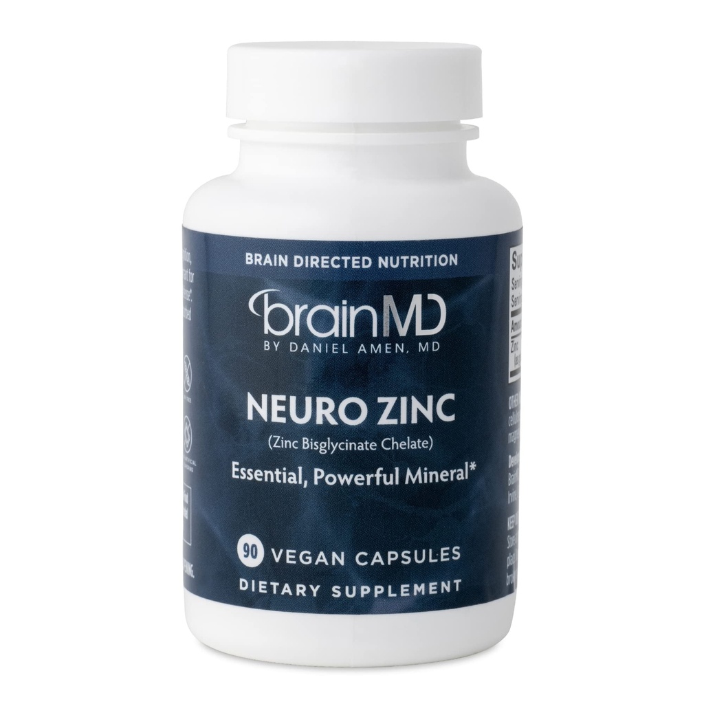 BRAINMD Dr Amen Neuro Zink - 90 Capsules - 25 mg Zinkbisglycinaatchelaat - Glutenvrij - 90 porties