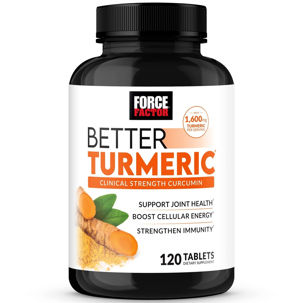 FACTEUR DE FORCE Meilleur Curcumine Turmère 1600mg avec poivre noir et gingembre, Supplément de soutien de la force clinique, Absorption supérieure, 120 comprimés